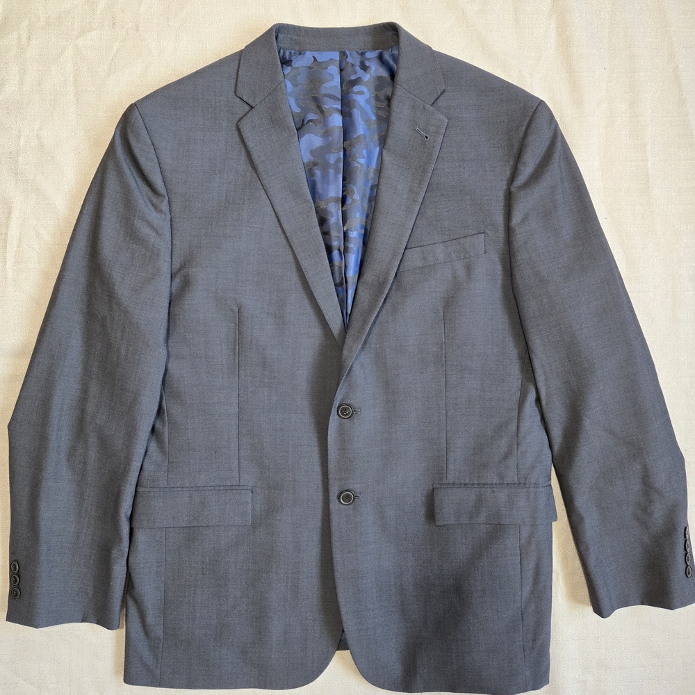 JOE Joseph Abboud Men's Gray Wool Slim Fit Two-Button 2 Piece Suit 44R 38W